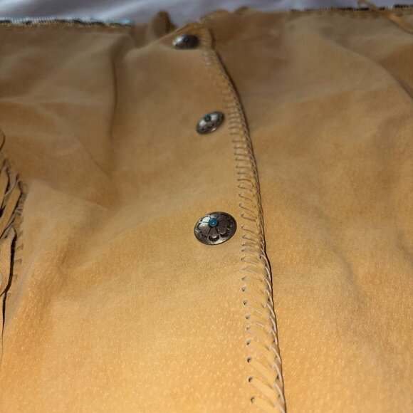 Cripple Creek Leather Jacket Fringe Beaded Women's XL Brown Western Aztec Boho - Picture 3 of 9
